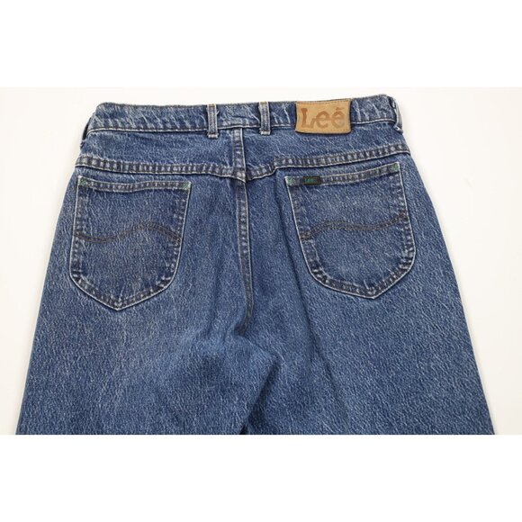 Vintage 90s Lee Mens 34x34 Faded Acid Wash Straight Leg Denim Jeans Blue USA - Picture 11 of 14